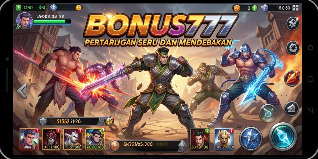Tampilan grafis epik pertarungan dalam BONUS777.