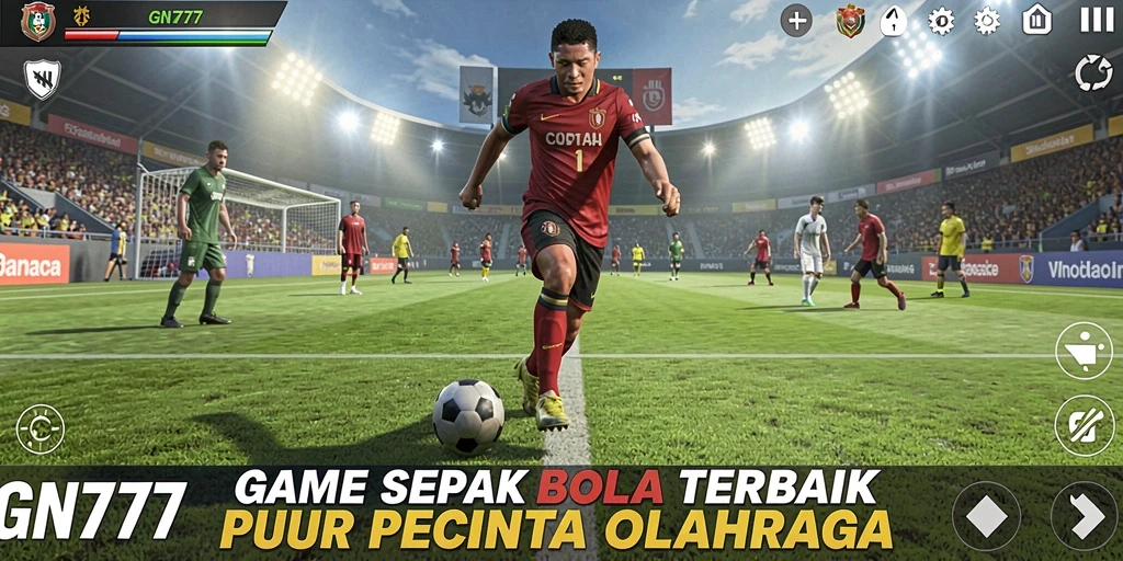 Screenshot gameplay GN777 dengan aksi sepak bola yang mendebarkan.