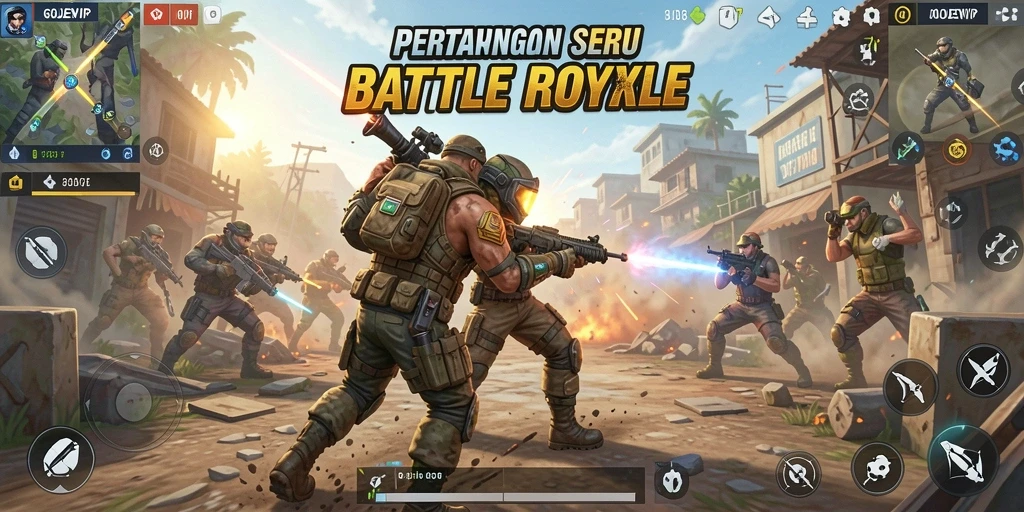 Tangkapan layar gameplay seru di GOJEKVIP Battle Royale.
